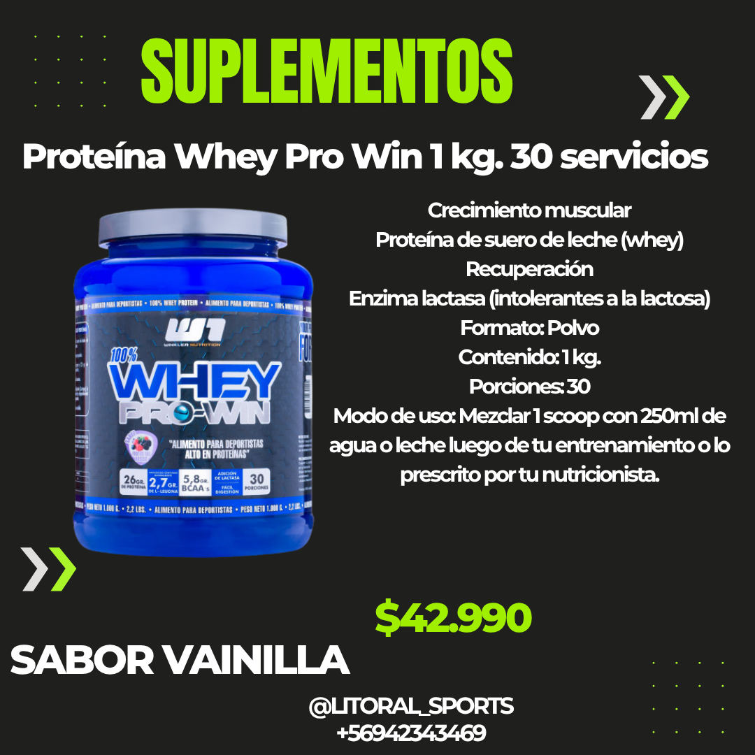 Proteína Whey Pro Win Vainilla 1Kg