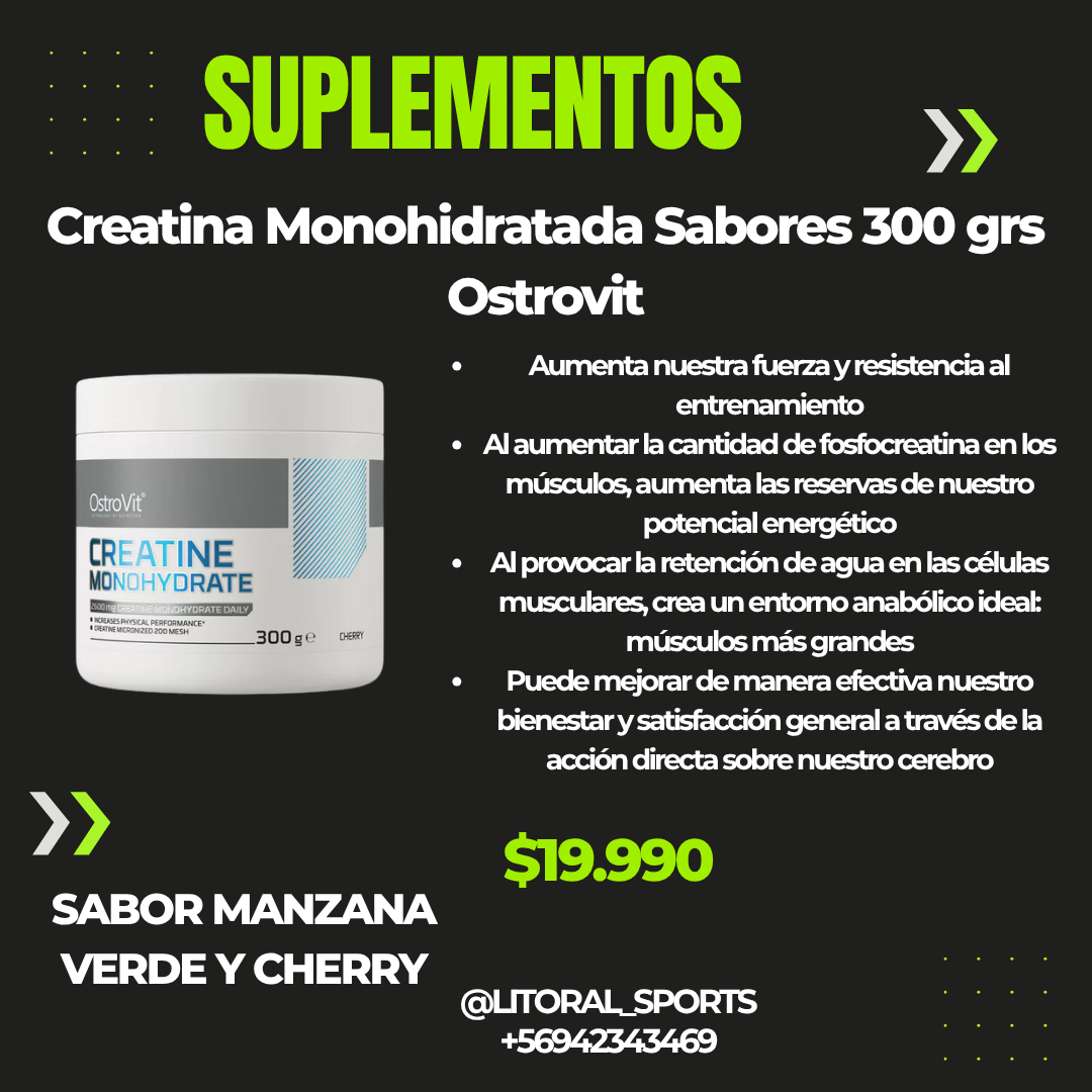 Creatina Monohidratada Sabores 300 grs Ostrovit