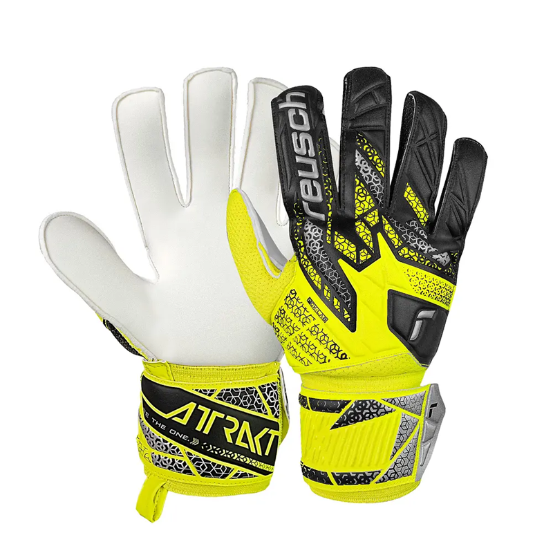 Guante Arquero Attrakt Solid Adulto GK25 (Amarillo Fluor/Plateado)